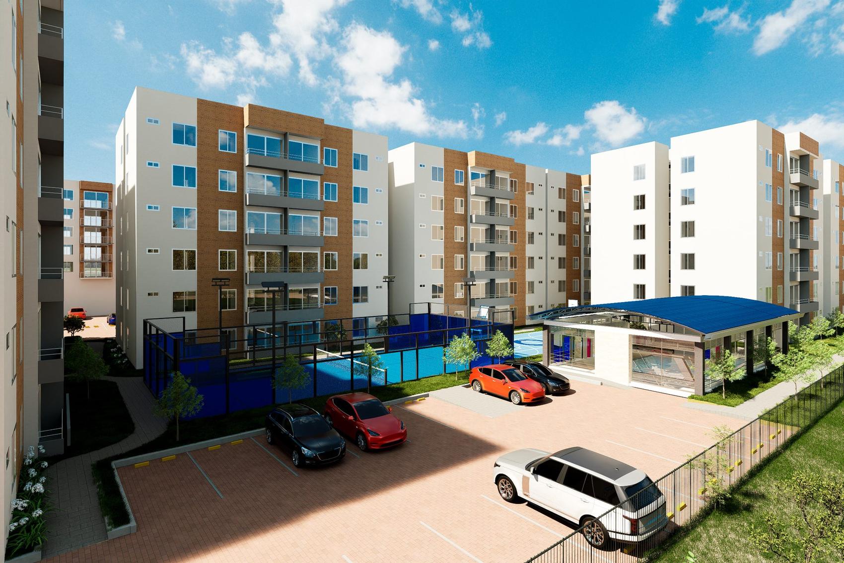 Render exterior del conjunto residencial Brisas del Bosque en Cajicá